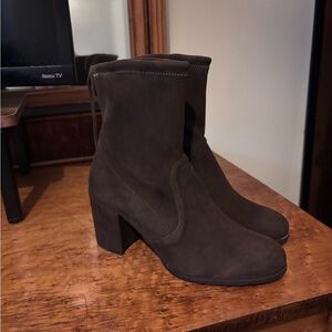 Stuart Weitzman Catch Suede Leather Ankle Tie Bootie